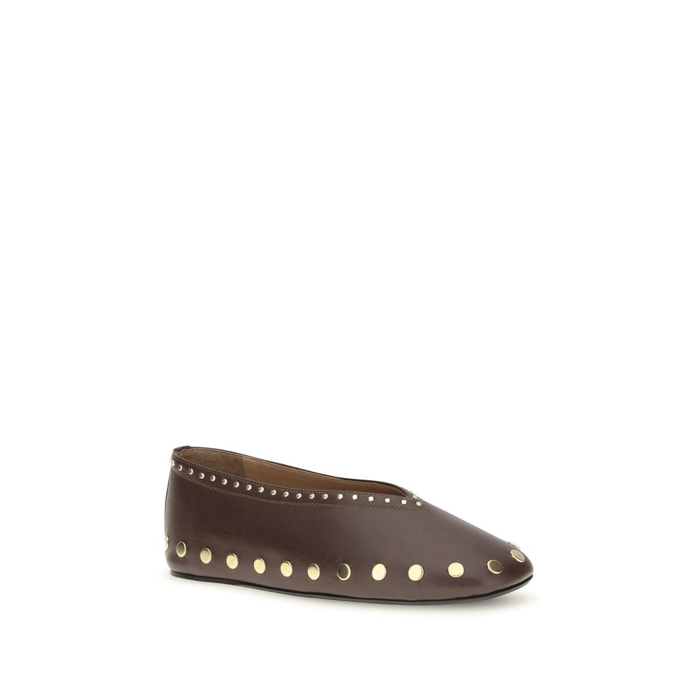 Ganni Braune Ballerinas aus Baumwolle
