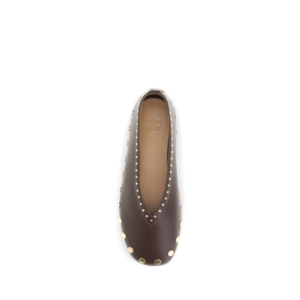 Ganni Braune Ballerinas aus Baumwolle