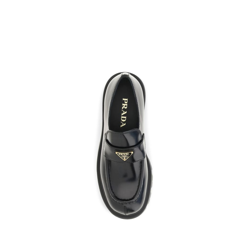 Prada Schwarze "Bos Taurus" Kalbsleder Loafer zum Hineinschlüpfen