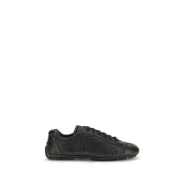 Prada Schwarze Bos Taurus Kalbsleder Low-Top-Sneaker