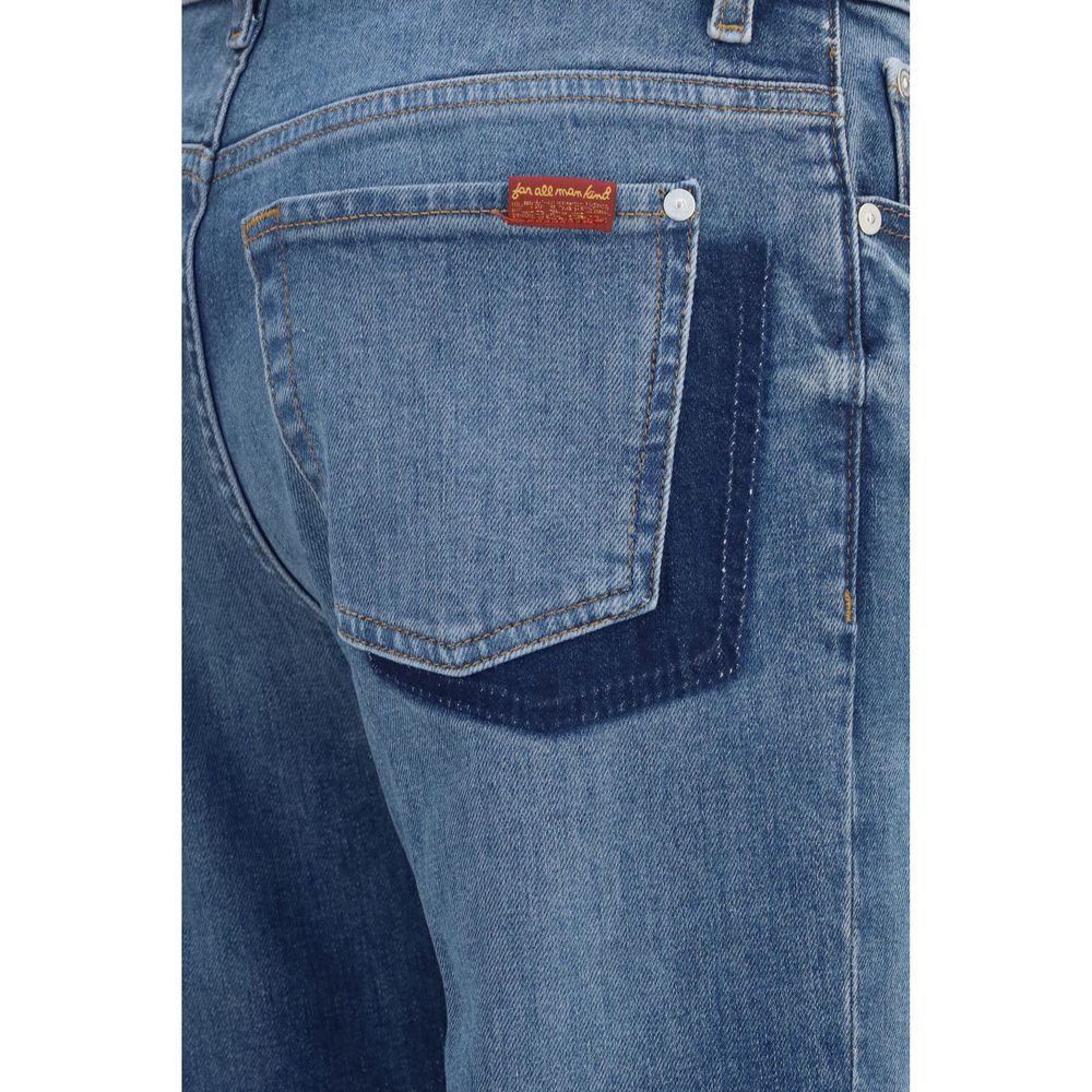 7FOR Blaue Jeans aus Baumwolle im geraden Schnitt