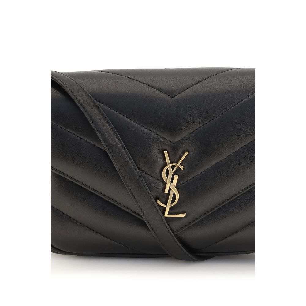 Saint Laurent Schwarze Lammleder Schultertasche Ovis Aries Aries