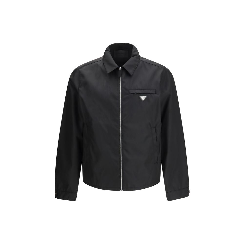 Prada Schwarze Jacke aus recyceltem Polyamid in voller Länge