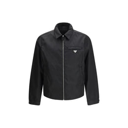 Prada Schwarze Jacke aus recyceltem Polyamid in voller Länge