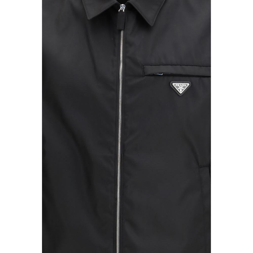 Prada Schwarze Jacke aus recyceltem Polyamid in voller Länge