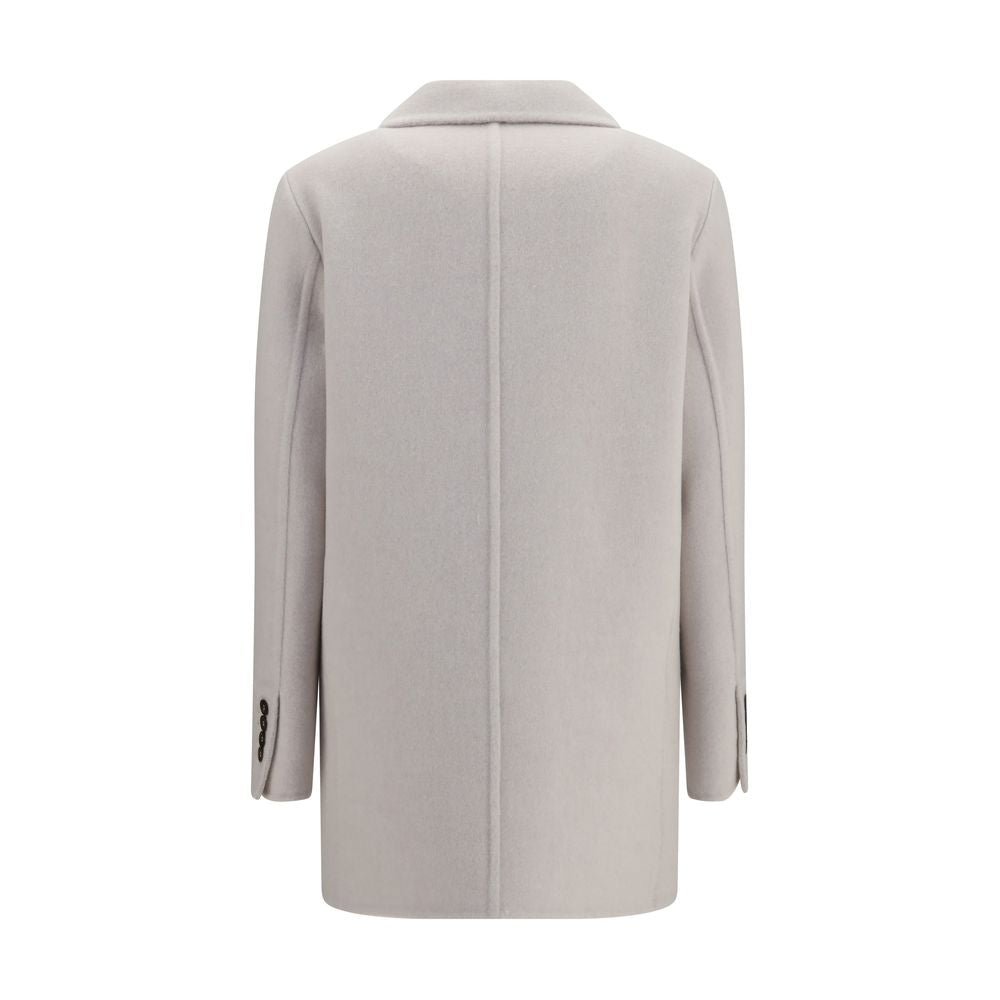 Brunello Cucinelli Weiße Wolljacke Oves Aries Lang