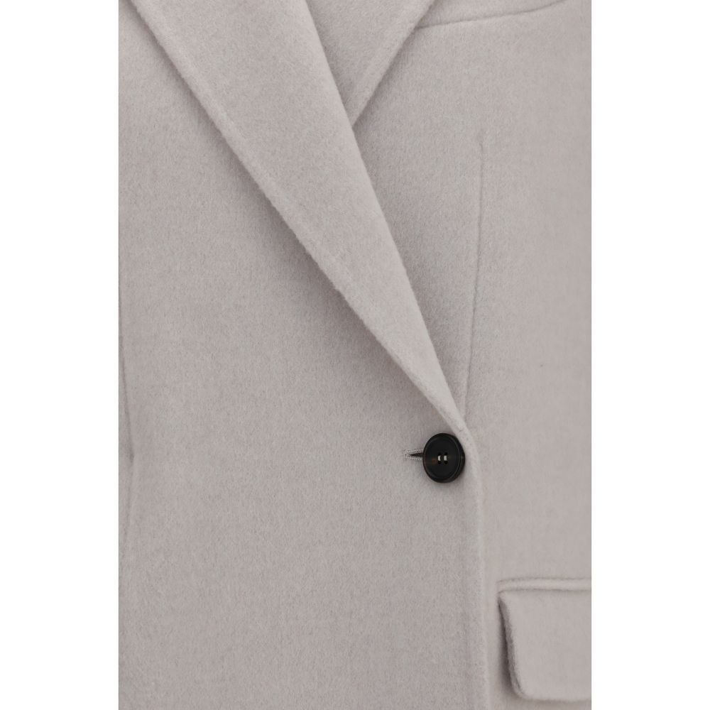 Brunello Cucinelli Weiße Wolljacke Oves Aries Lang