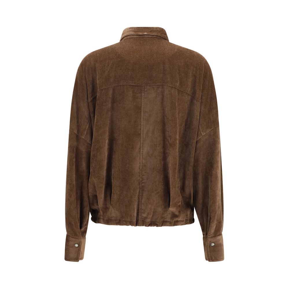 Brunello Cucinelli Hemdbluse mit braunem Viskose-Muster