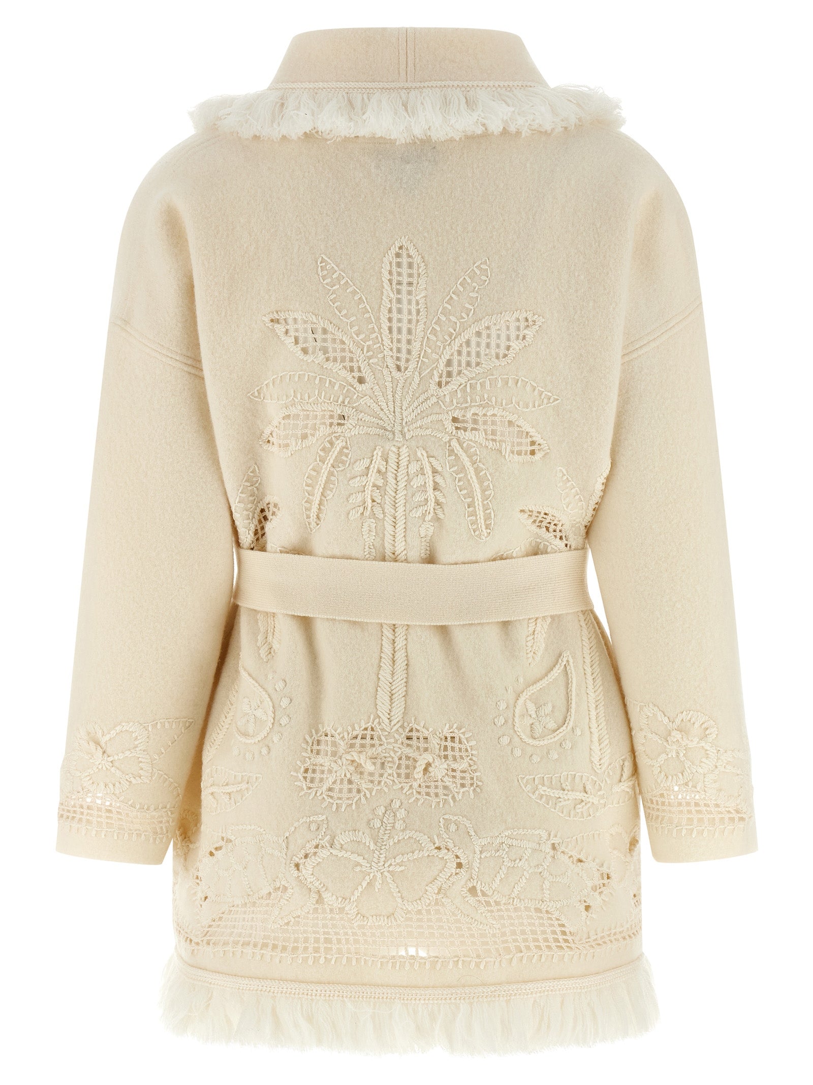 Alanui Weiße Strickjacke aus reiner Schurwolle