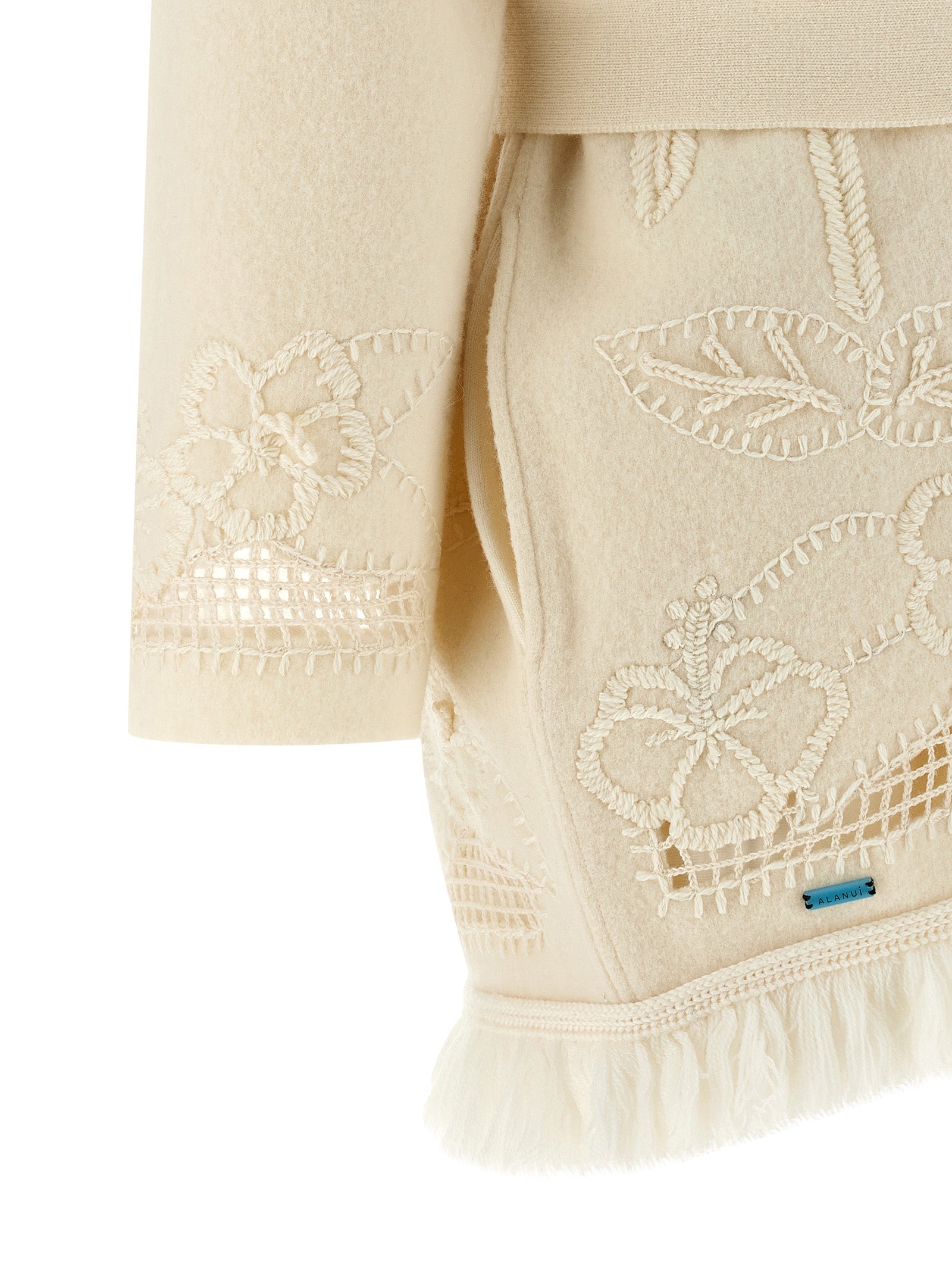 Alanui Weiße Strickjacke aus reiner Schurwolle