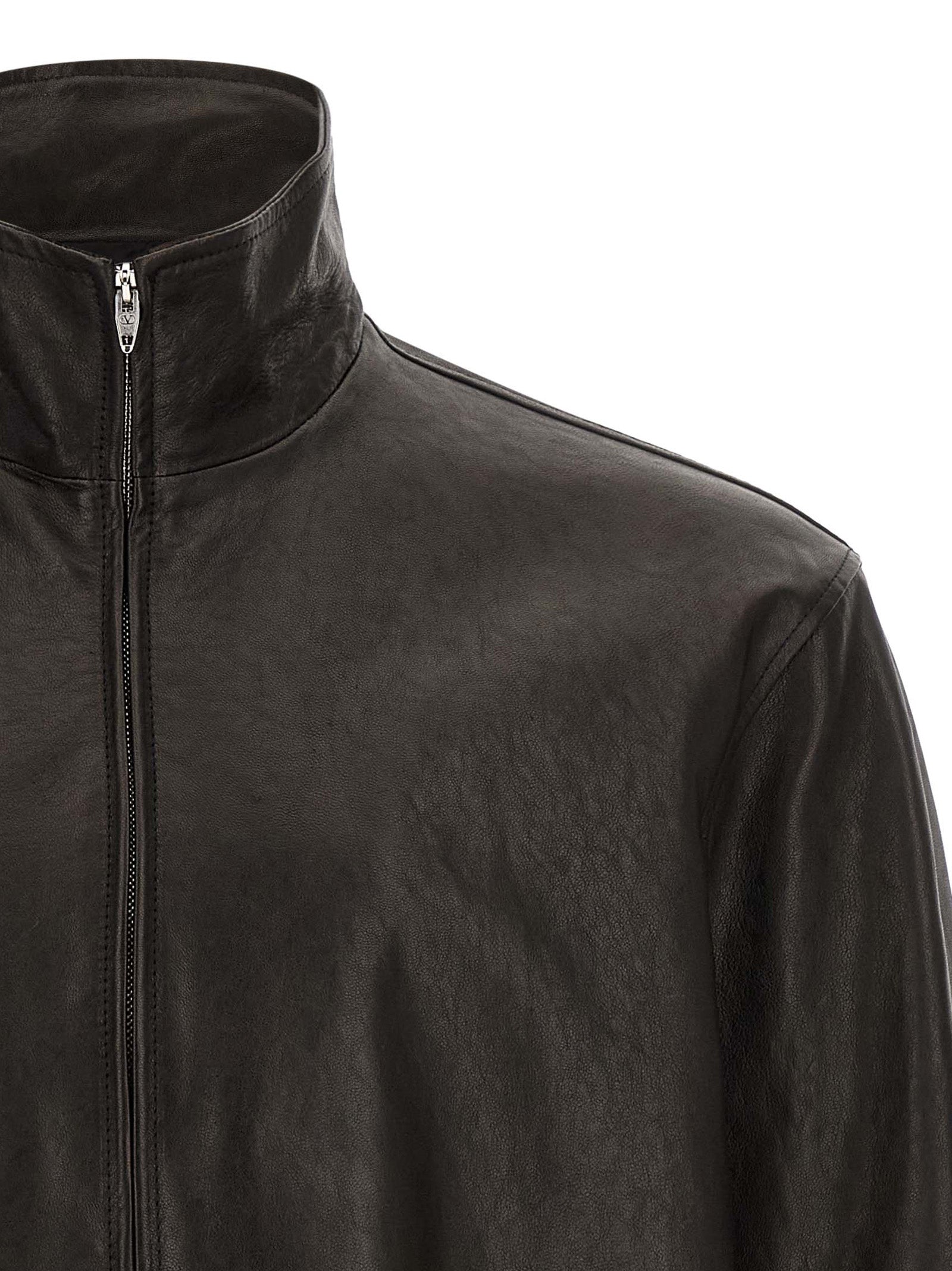 Valentino Garavani Schwarze Lederjacke aus Kalbsleder