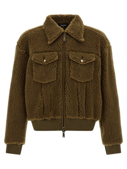 Dsquared² Braune Polyester-Jacke in voller Länge