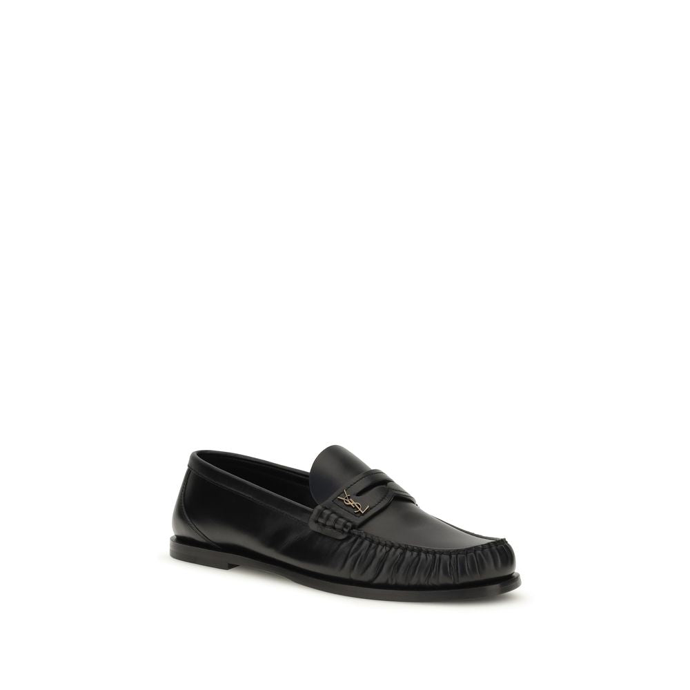 Saint Laurent Schwarze "Bos Taurus" Kalbsleder Loafer zum Hineinschlüpfen