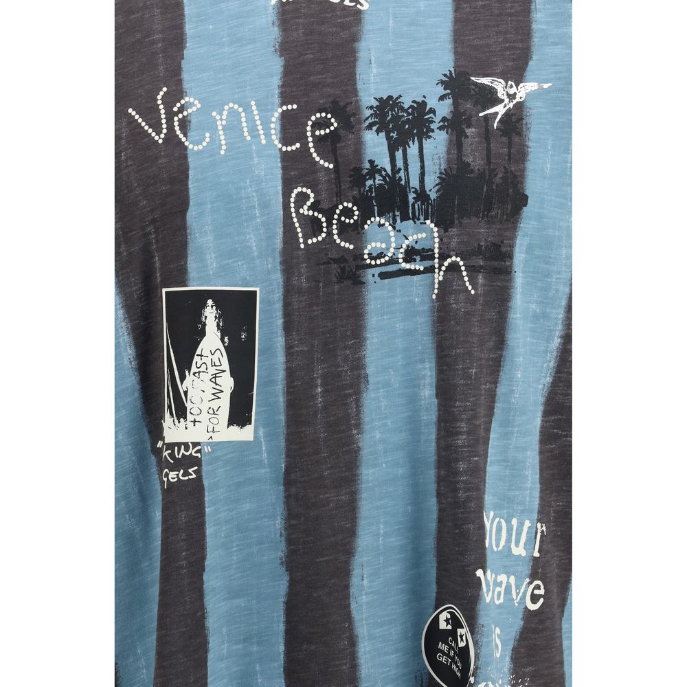Palm Angels Blaues Baumwoll-Sportswear-T-Shirt