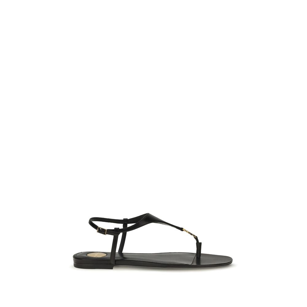 Saint Laurent Schwarze Bos Taurus Kalbsleder-Sandalen