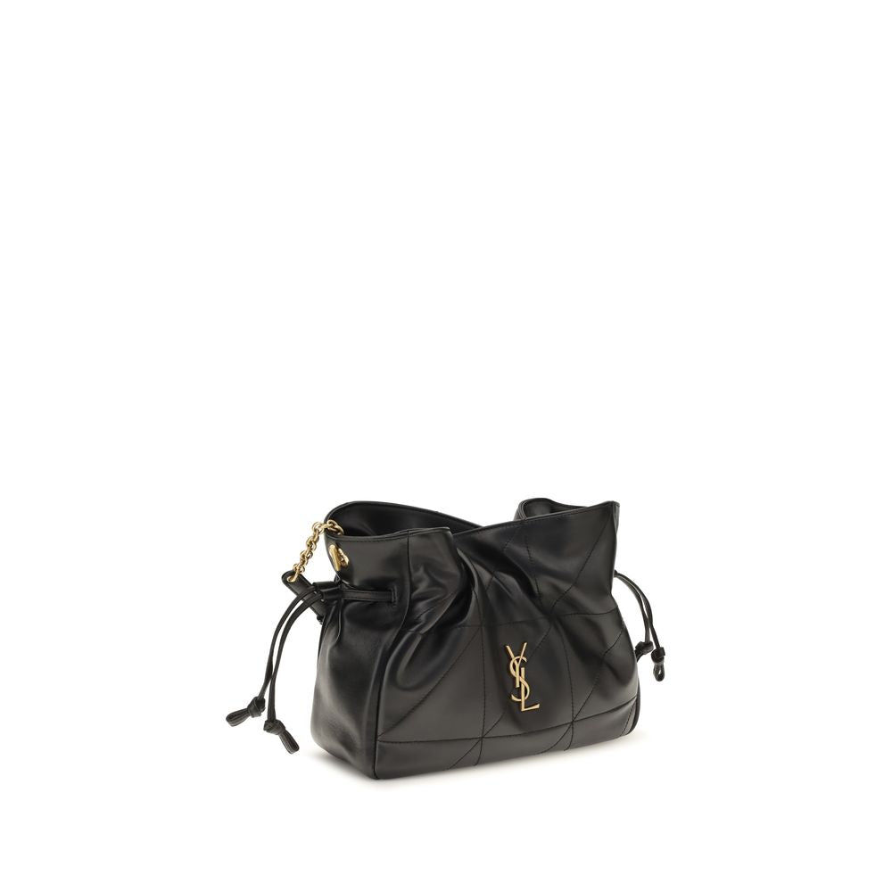 Saint Laurent Schwarze Lammleder Schultertasche Ovis Aries Aries