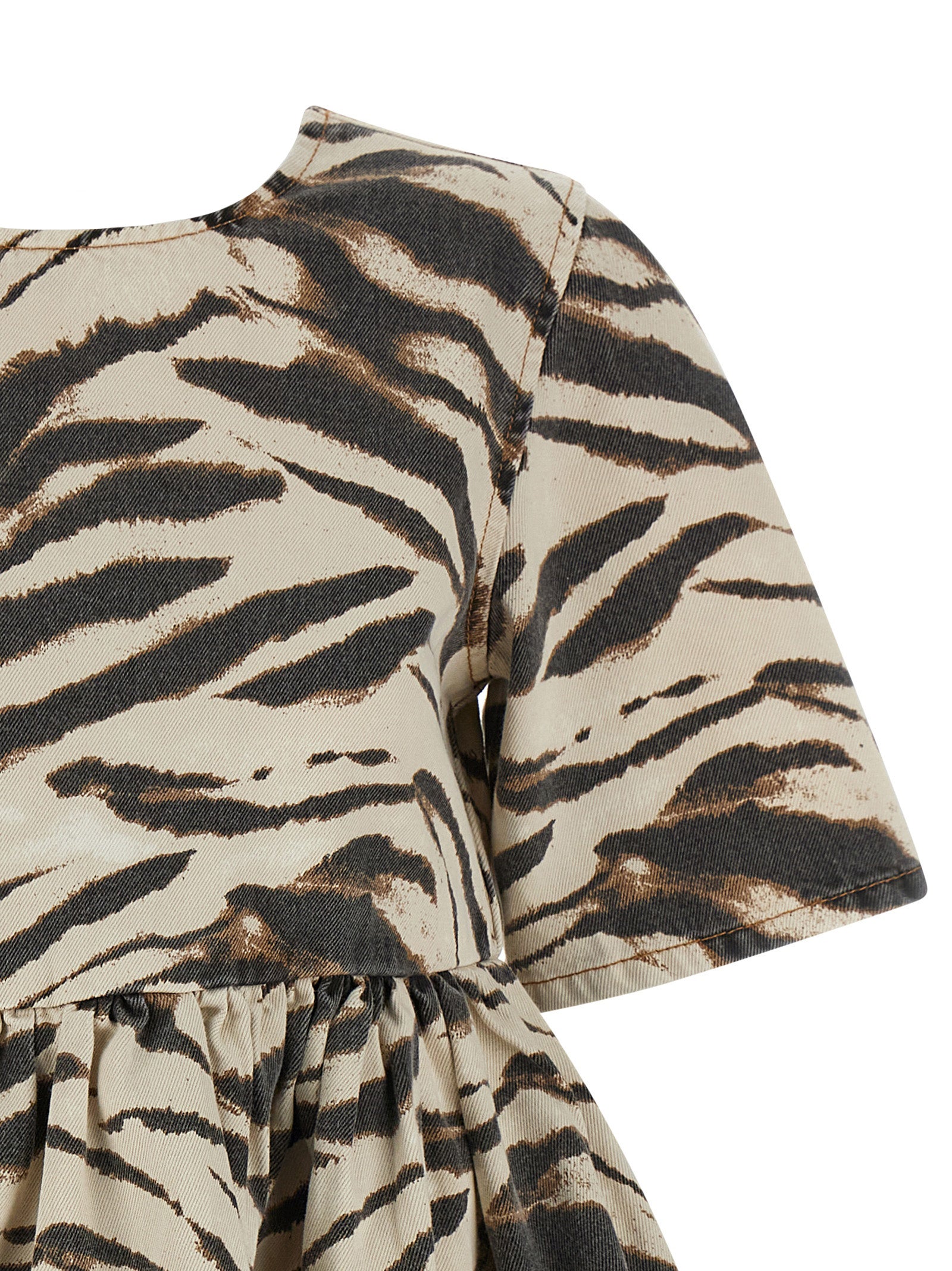 Ganni Kurzes Kleid aus mehrfarbiger Bio-Baumwolle