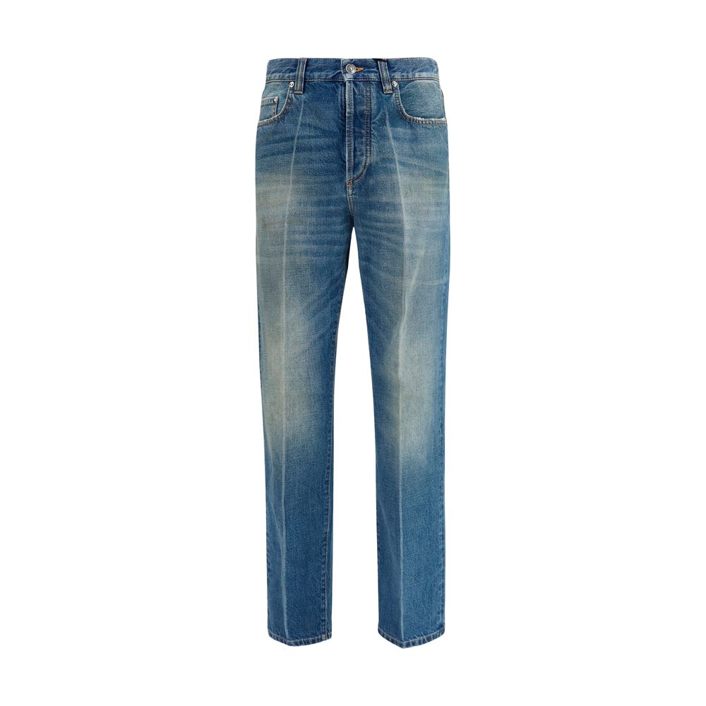 Versace Blaue Jeans aus Baumwolle im geraden Schnitt