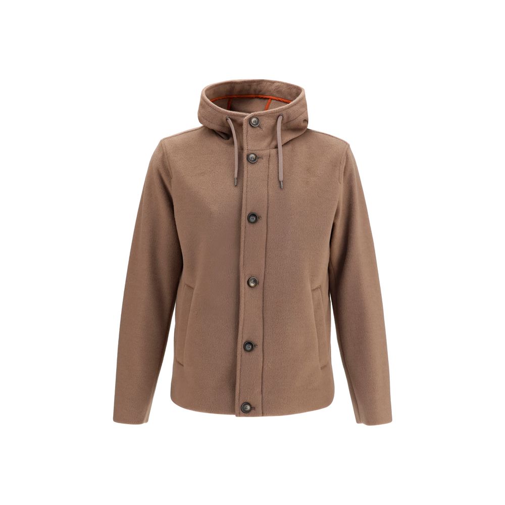 Herno Braune Polyester-Jacke in voller Länge