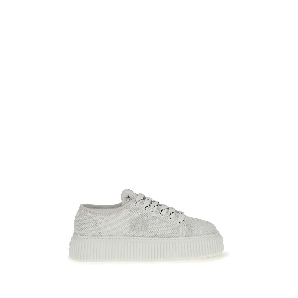 Miu Miu Weiße Plateau-Sneaker aus Polyamid