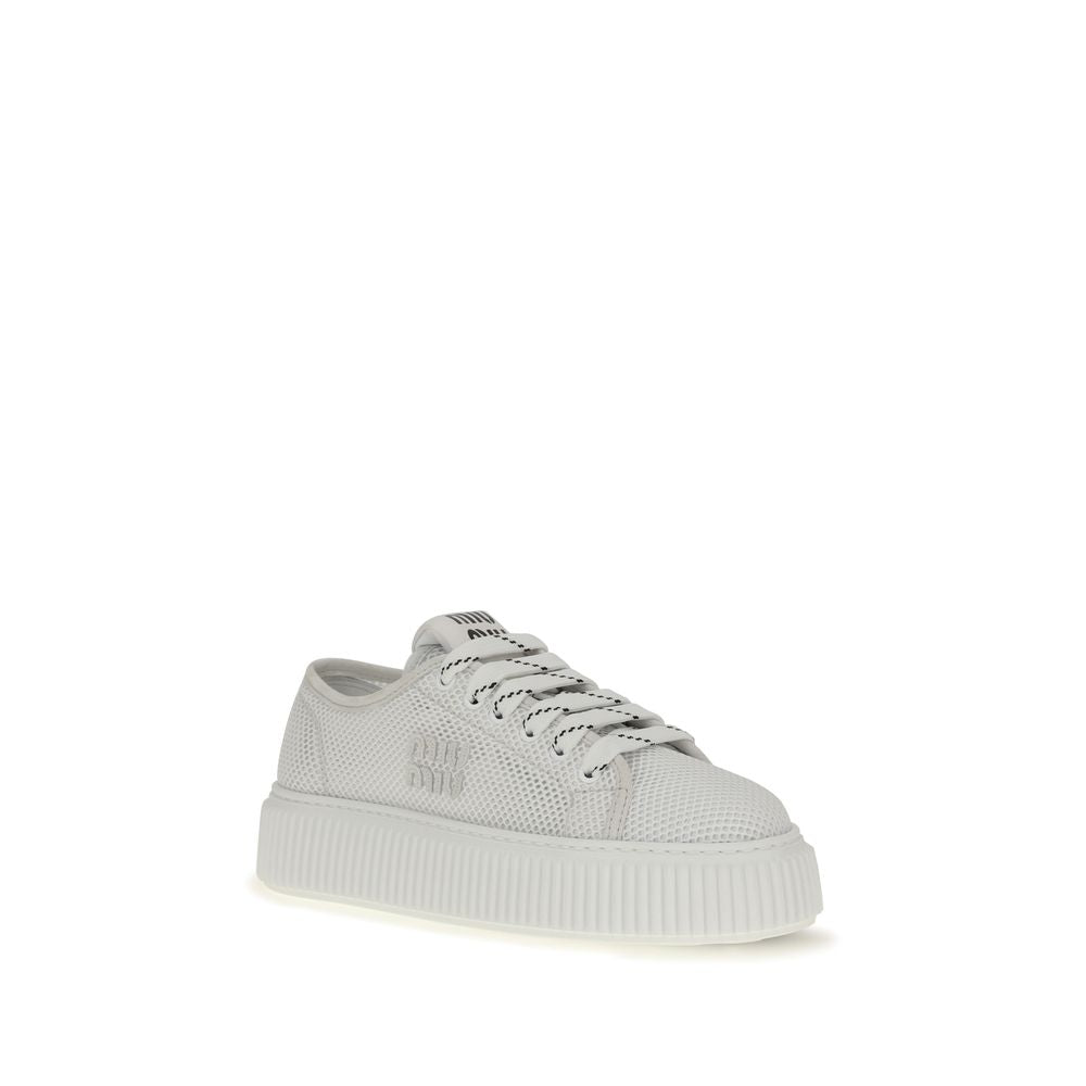 Miu Miu Weiße Plateau-Sneaker aus Polyamid