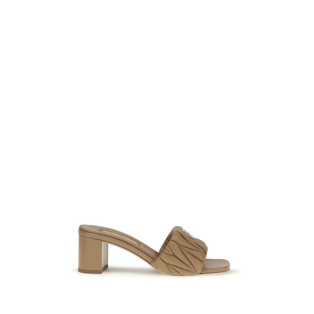 Miu Miu Beige Lamm Ovis Aries Aries Plateau-Sandalen