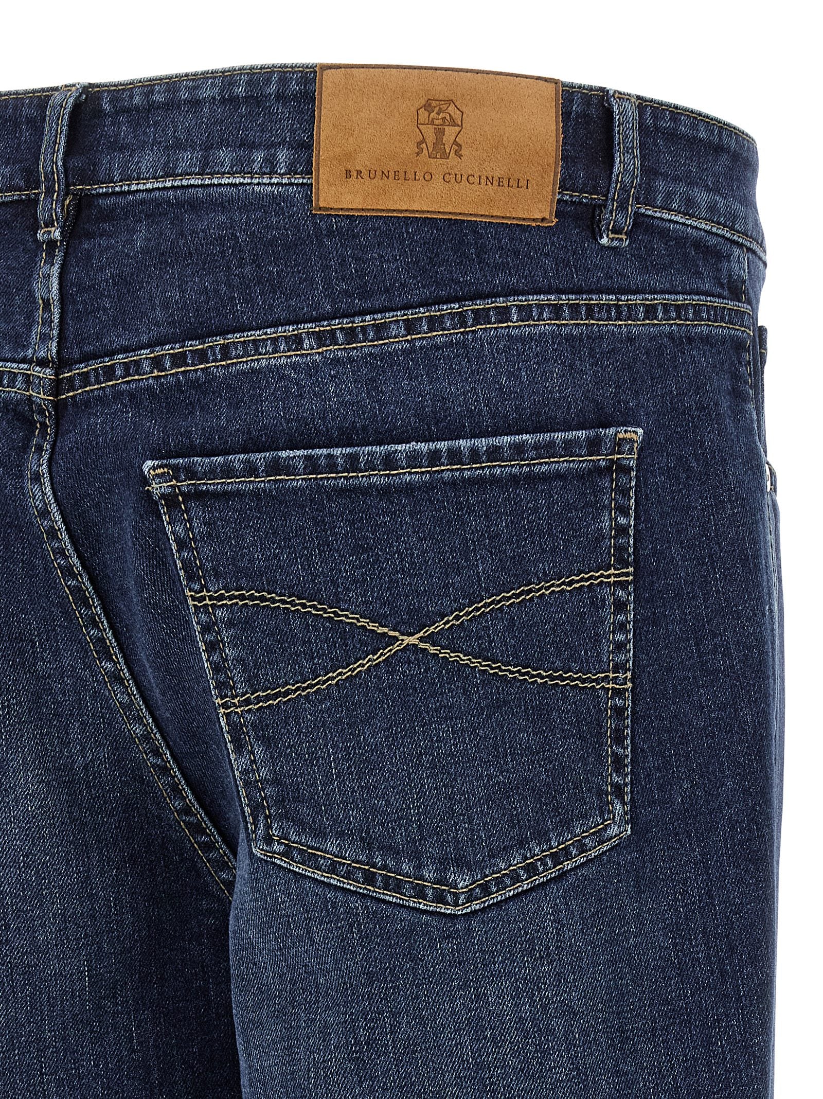 Brunello Cucinelli Blaue Jeans aus Baumwolle im geraden Schnitt