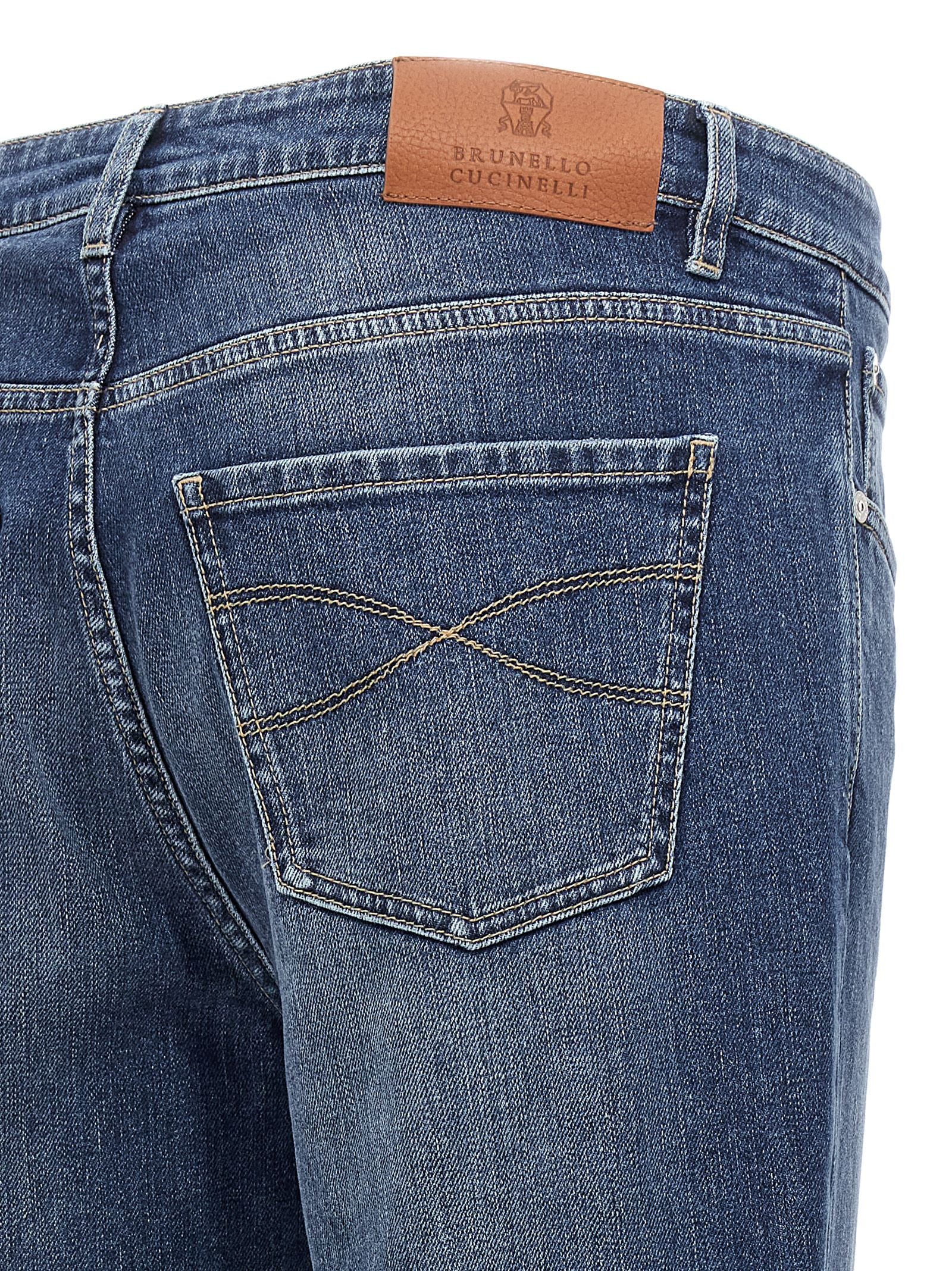 Brunello Cucinelli Blaue Baumwoll-Jeans im Slim Fit