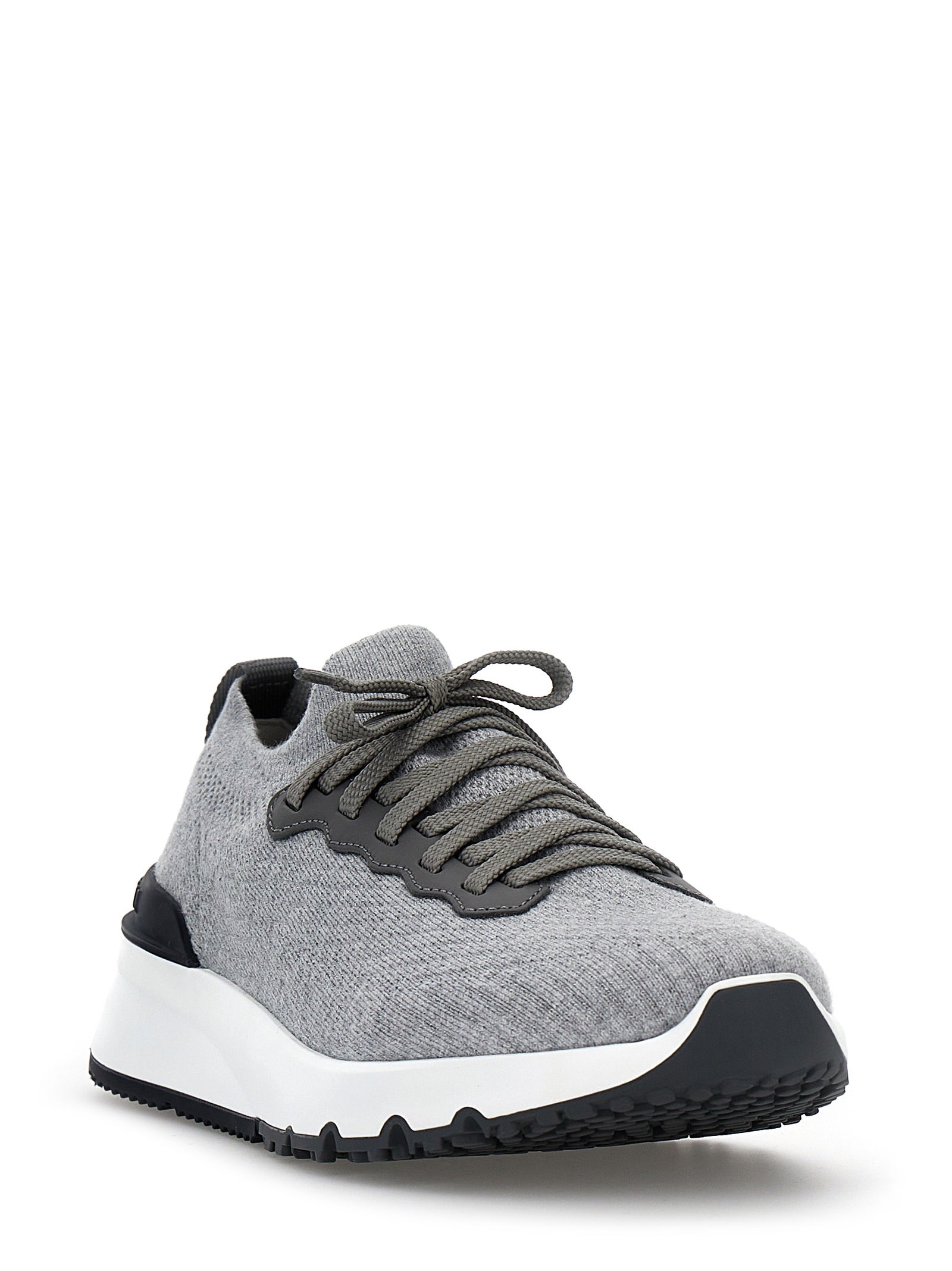 Brunello Cucinelli Graue Sneaker aus Baumwolle im Athletic-Stil
