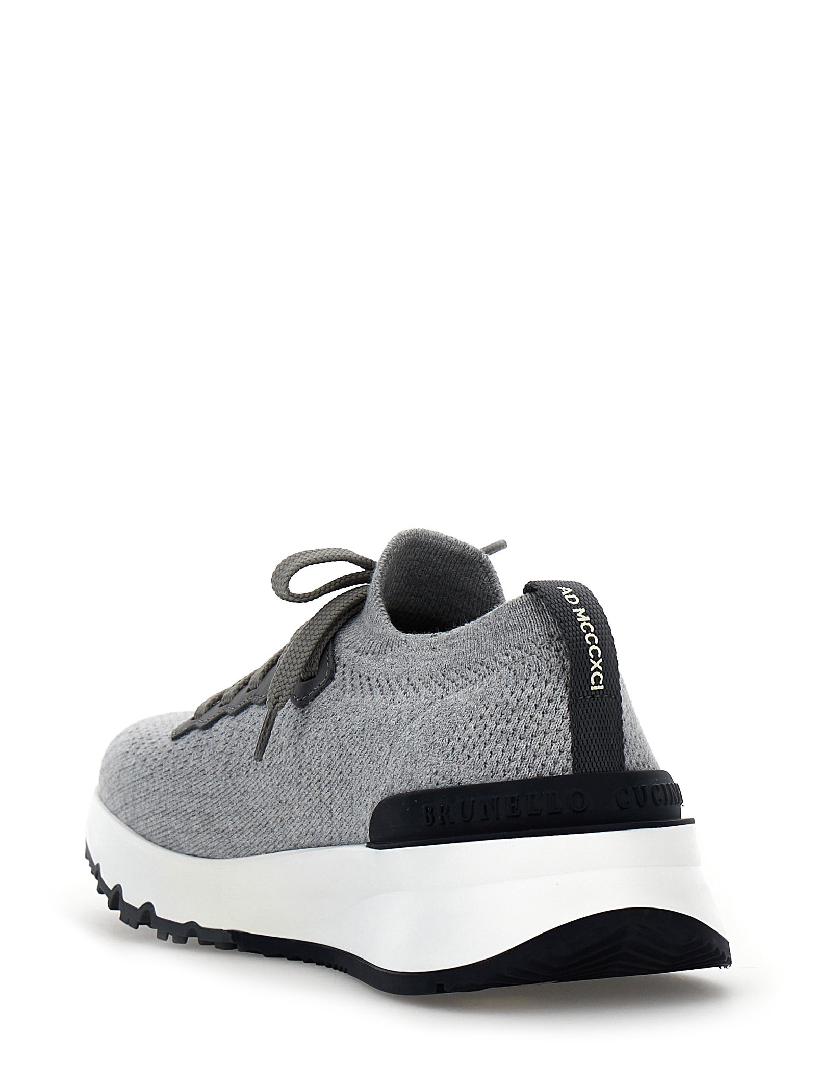 Brunello Cucinelli Graue Sneaker aus Baumwolle im Athletic-Stil