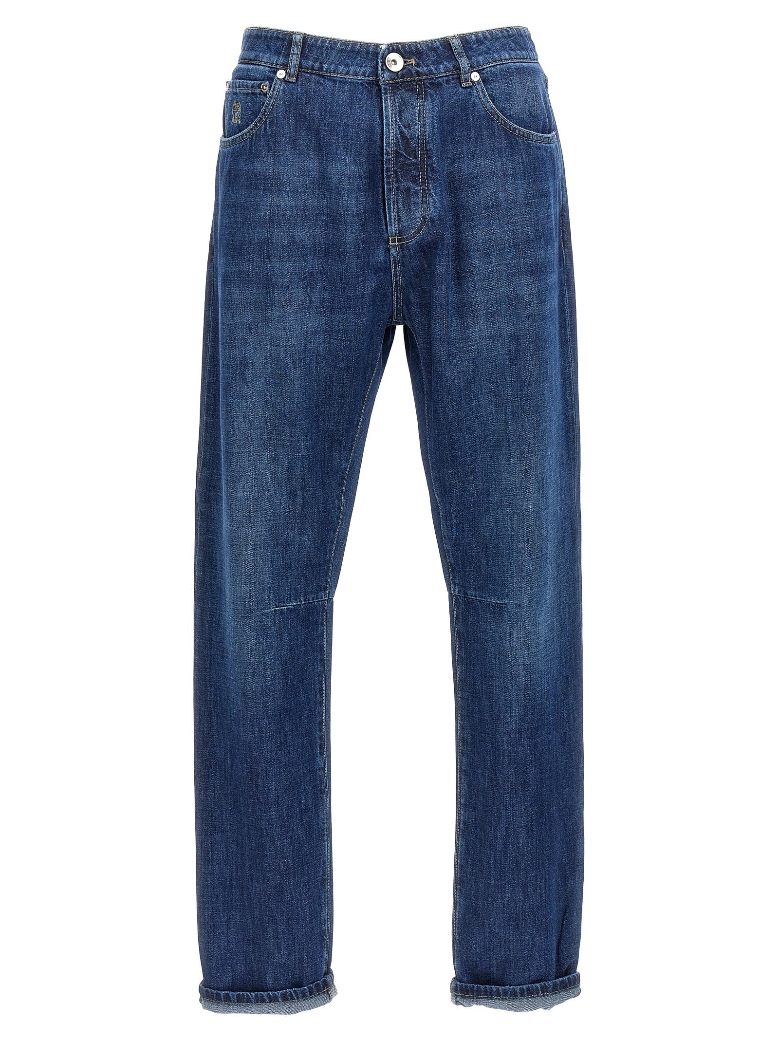 Brunello Cucinelli Blaue Baumwolljeans im Relaxed Fit