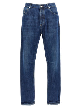 Brunello Cucinelli Blaue Baumwolljeans im Relaxed Fit