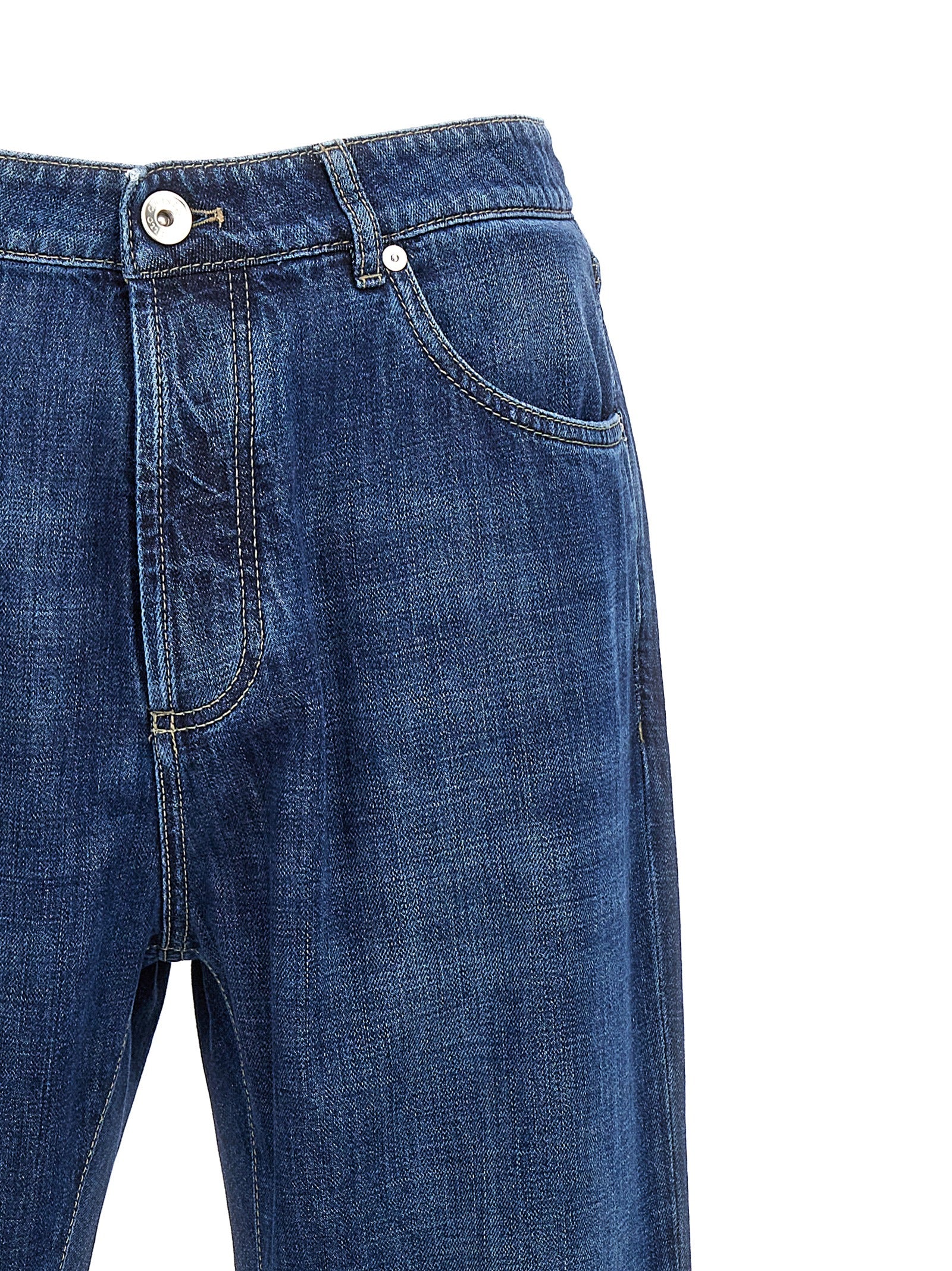 Brunello Cucinelli Blaue Baumwolljeans im Relaxed Fit