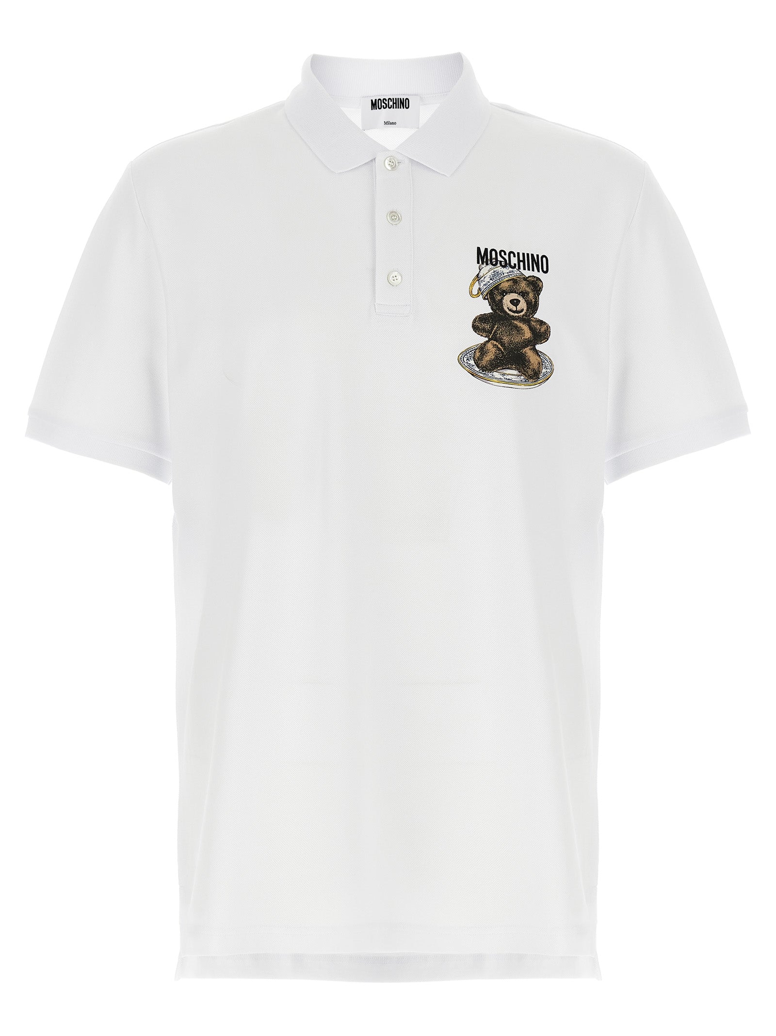 Moschino Weißes Poloshirt aus Baumwolle