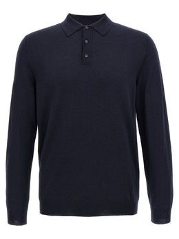 ZANONE Blaues Poloshirt aus reiner Schurwolle