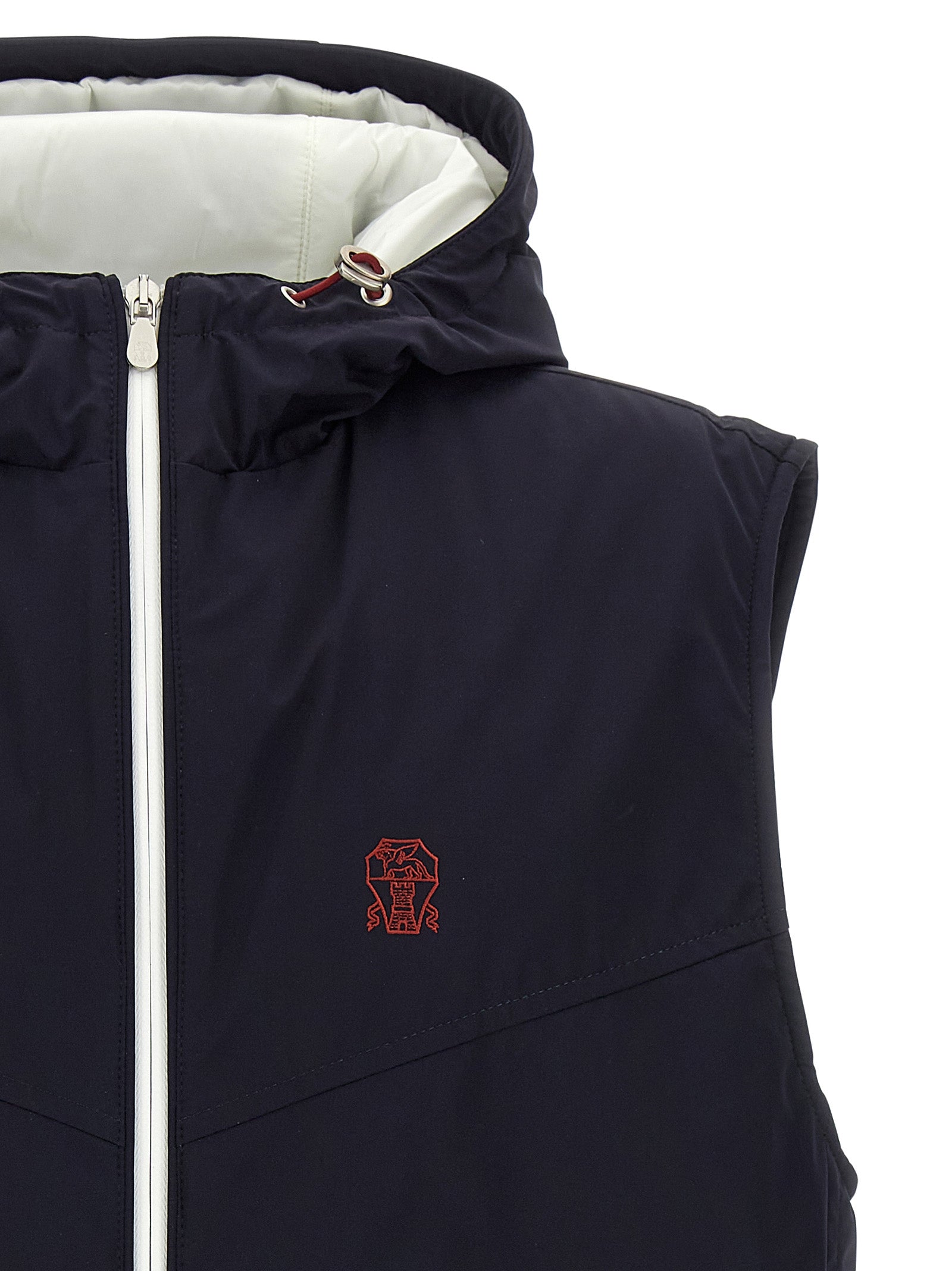 Brunello Cucinelli Blaue Ärmellose Jacke aus Polyamid
