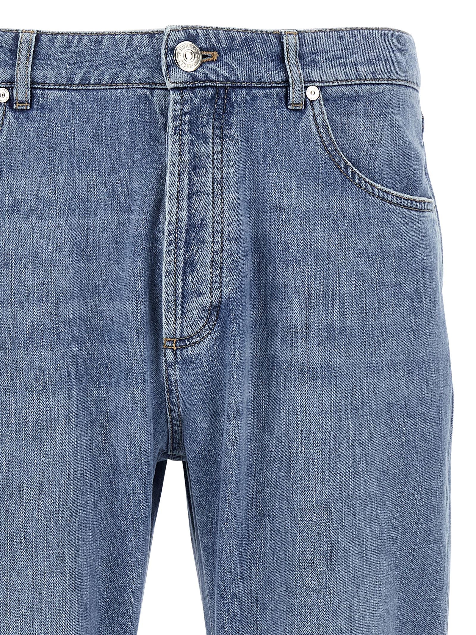 Brunello Cucinelli Blaue Jeans aus Baumwolle im geraden Schnitt