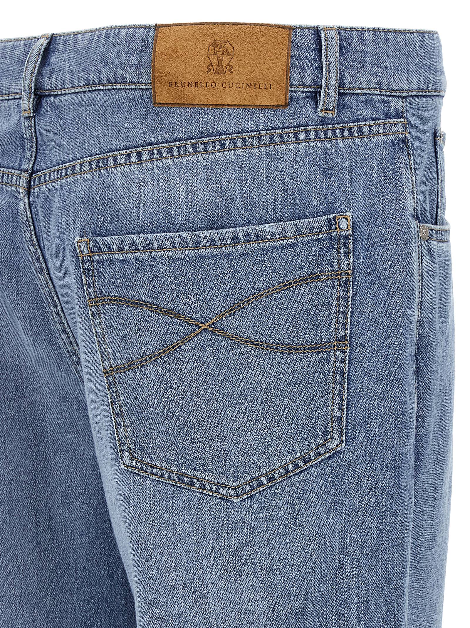 Brunello Cucinelli Blaue Jeans aus Baumwolle im geraden Schnitt