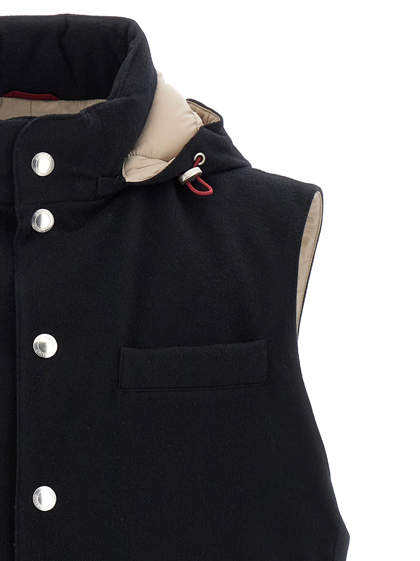 Brunello Cucinelli Ärmellose schwarze Wollweste