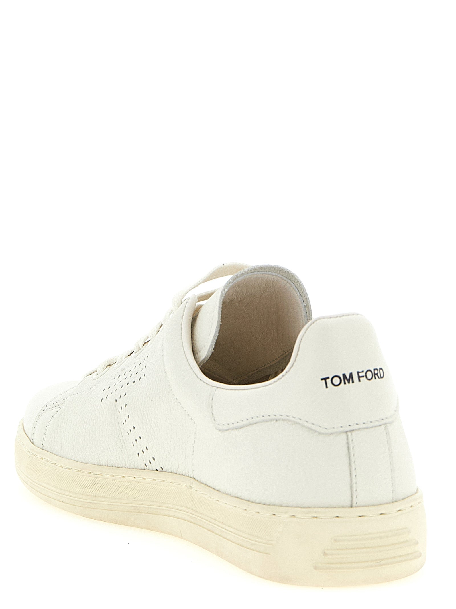 Tom Ford Weiße Low-Top-Sneaker aus Leder