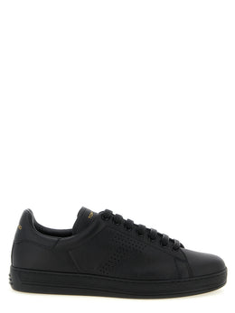 Tom Ford Schwarze Leder Low-Top-Sneaker