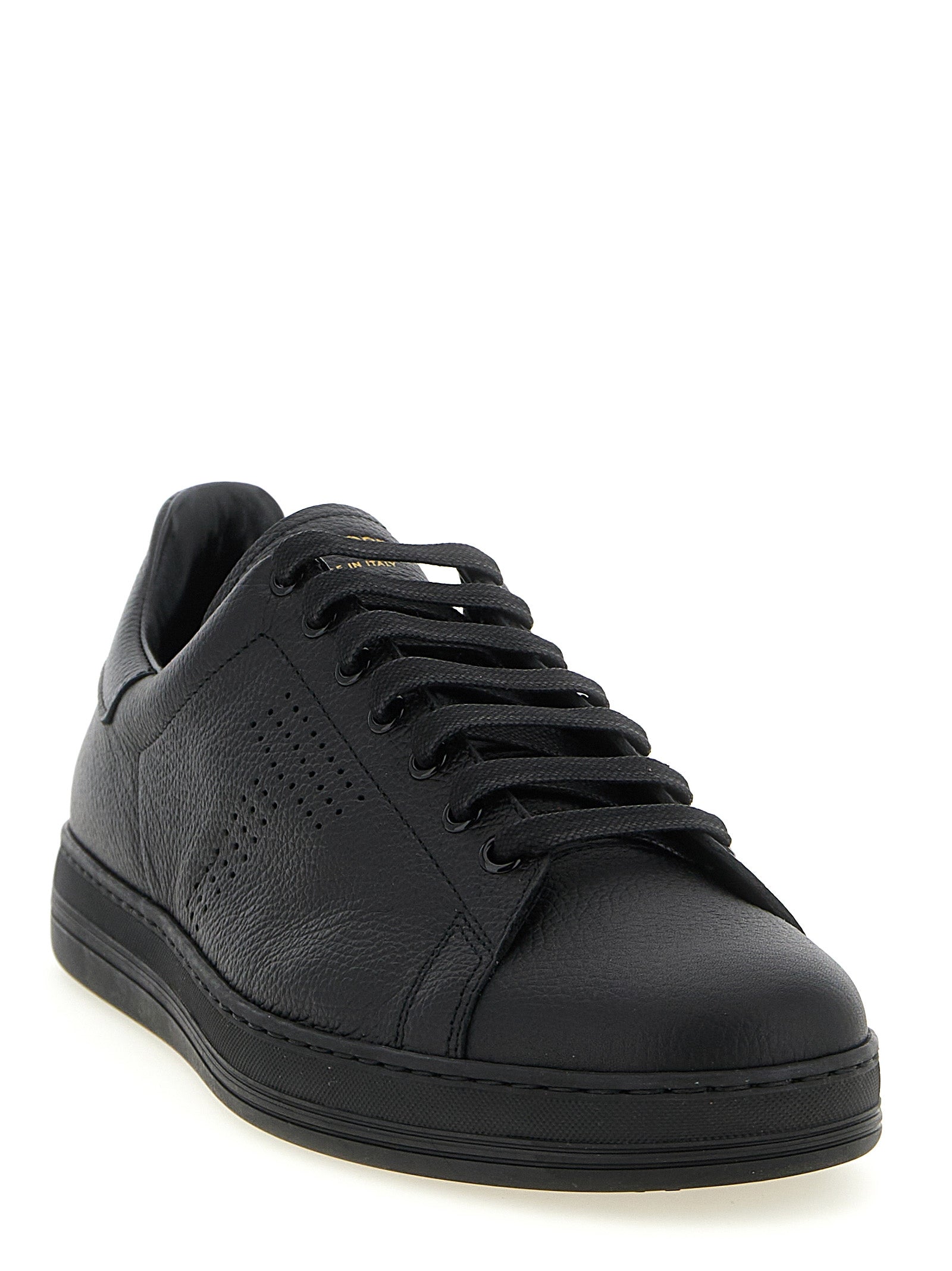 Tom Ford Schwarze Leder Low-Top-Sneaker