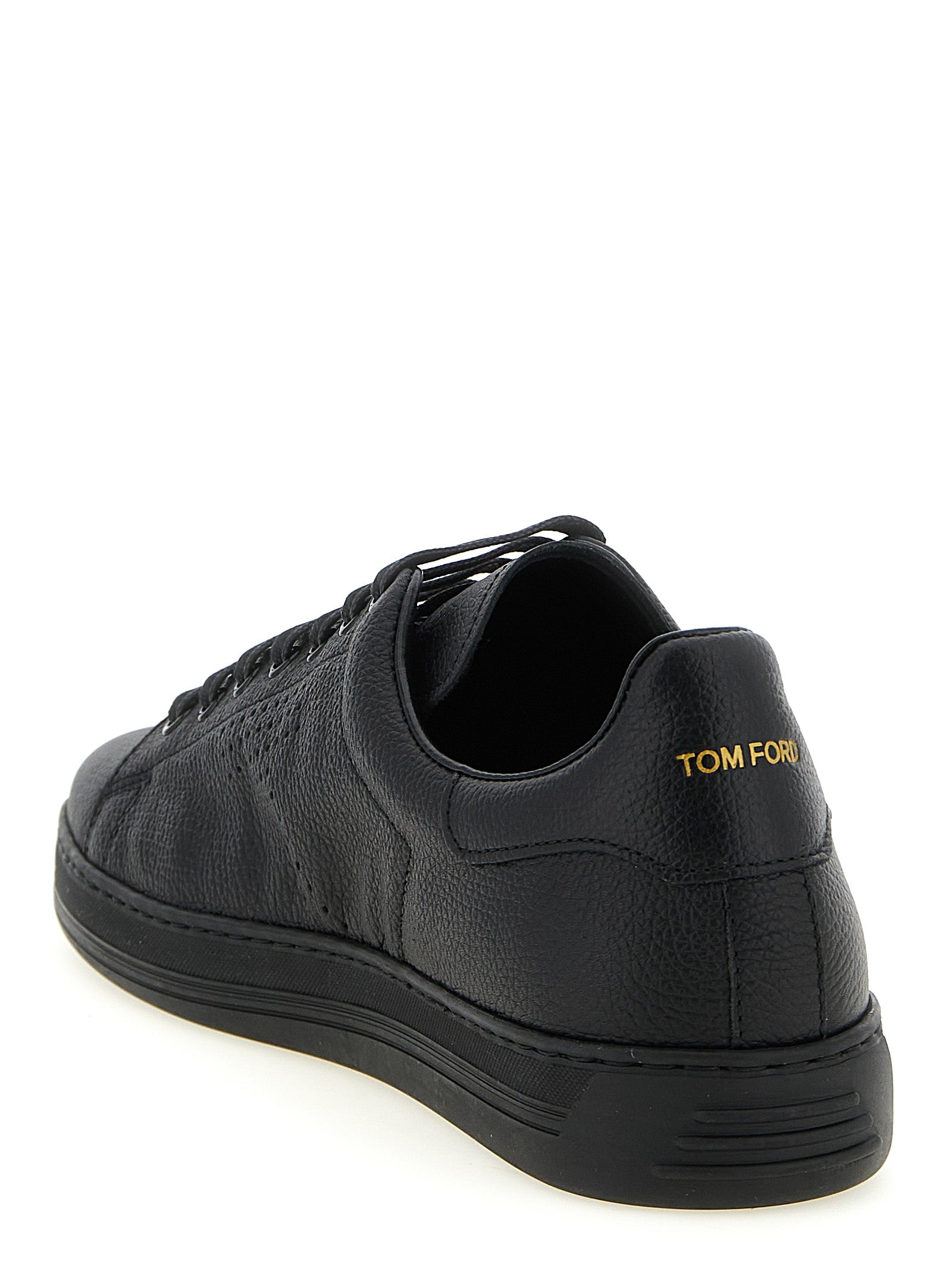Tom Ford Schwarze Leder Low-Top-Sneaker