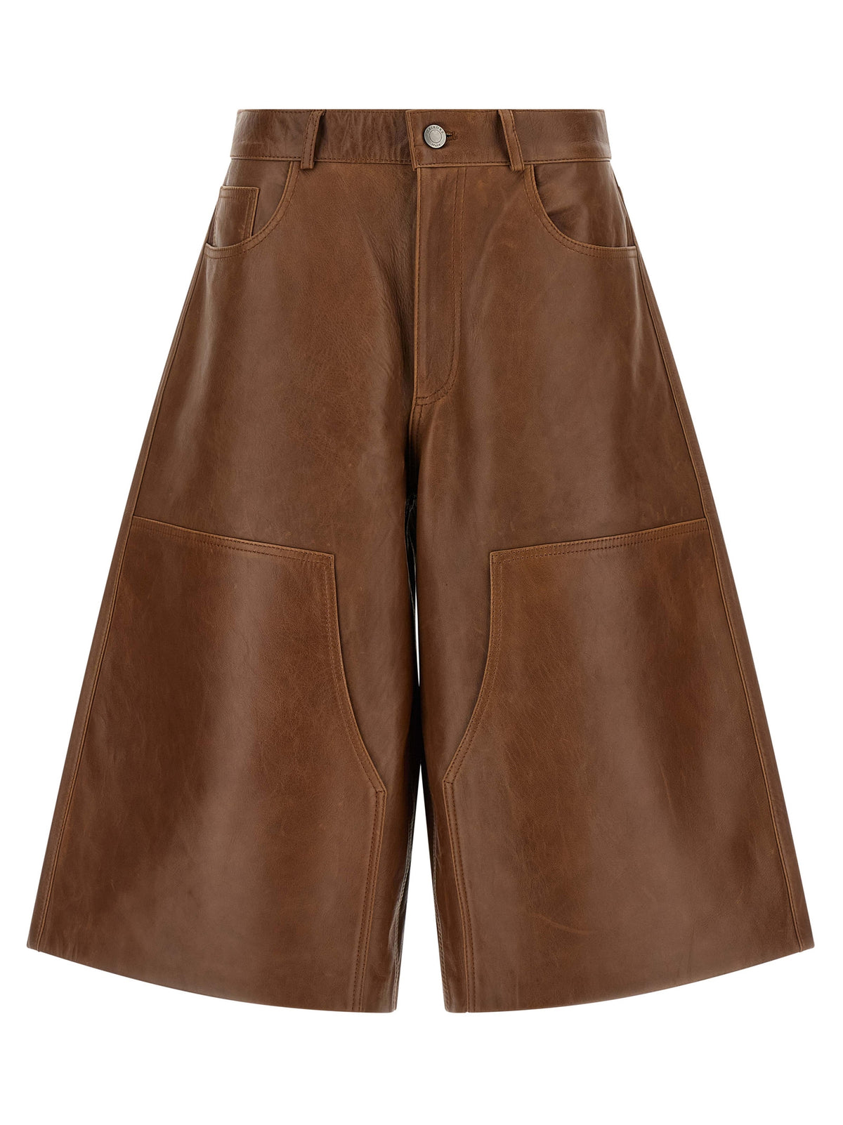 Haikure Braune Lammleder-Bermudashorts
