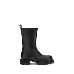 Rick Owens Schwarze Bos Taurus Kalbsleder Chelsea Boots