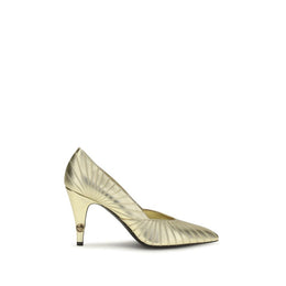 Versace Pumps aus goldenem Kalbsleder Bos Taurus mit hohem Absatz