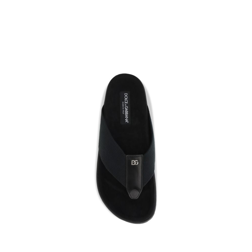 Dolce & Gabbana Schwarze Flip-Flop-Sandalen aus Polyester