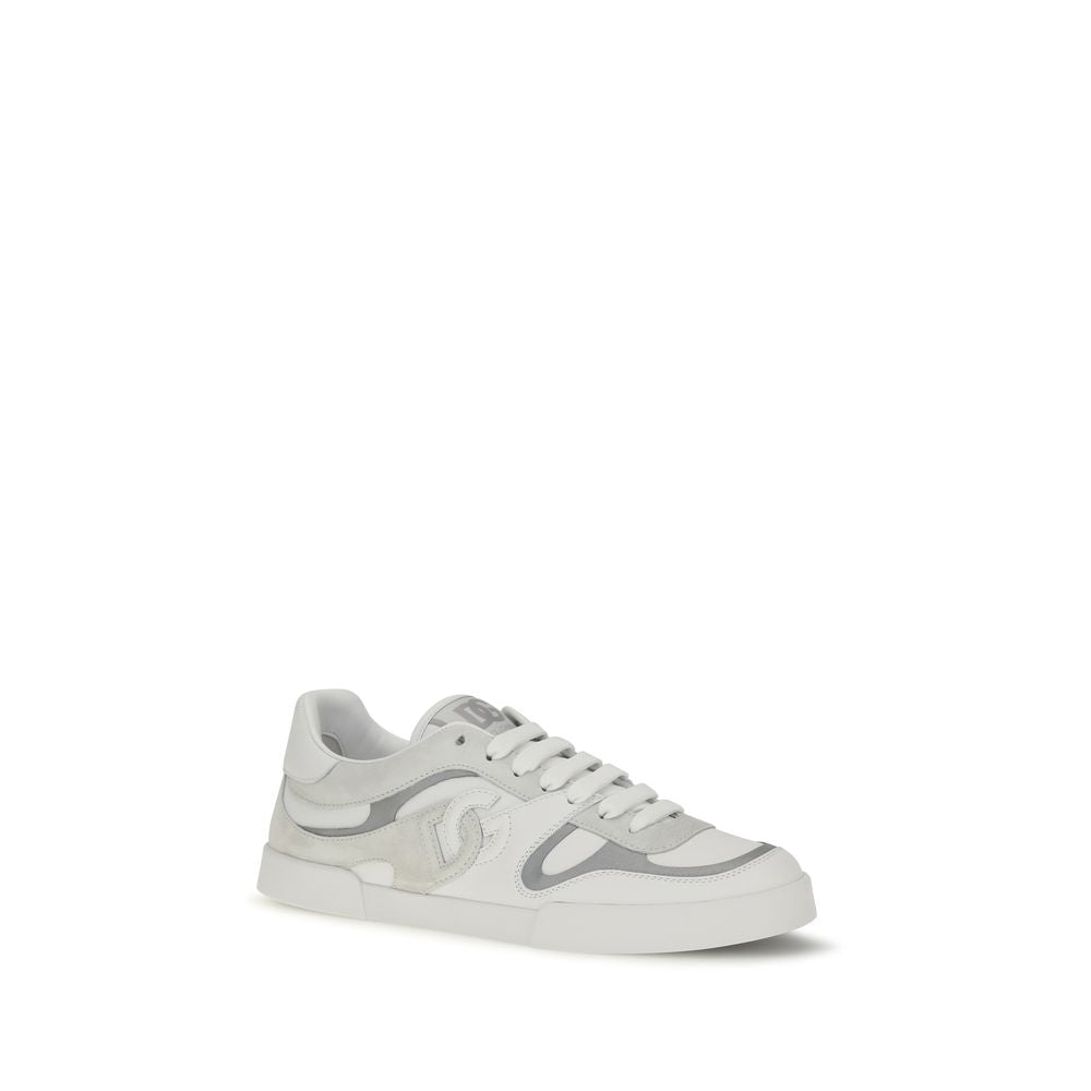 Dolce & Gabbana Weiße Low-Top-Sneaker aus Kalbsleder Bos Taurus