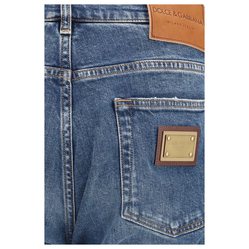 Dolce & Gabbana Blaue Jeans aus Baumwolle im geraden Schnitt