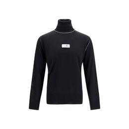 MM6 Schwarzer Wollpullover Aries Turtleneck